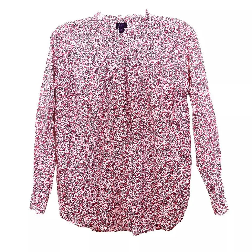 J. Crew Ditzy Floral Liberty Chamomile Print Shirt Blouse 2 Ruffle Cottagecore